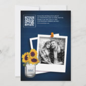 Hochzeit von Sonnenblumen Navy Blue Foto QR Code Save The Date (Rückseite)