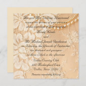Hochzeit von Spitzen und Perlen Einladung (Vorne/Hinten)