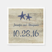 Hochzeit von Starfish Rustic Driftwood Beach Serviette (Vorderseite)