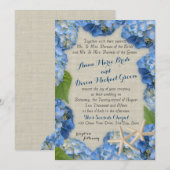 Hochzeit von Starfish und Blue Hydrangea Einladung (Vorne/Hinten)