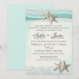 Hochzeit von Starfish und Lace Beach Aqua Einladung