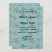 Hochzeit von Starfish und Muscheln Einladung (Vorne/Hinten)