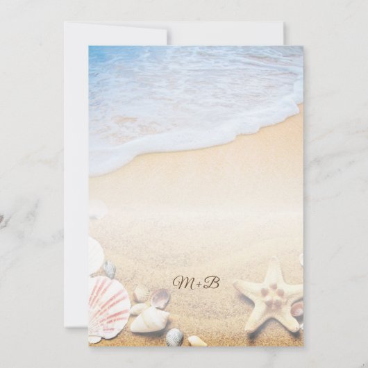Hochzeit von Starfish und Muscheln im tropischen S Einladung (Rückseite)