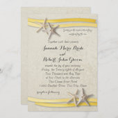 Hochzeit von Starfish und Ribbon Yellow Beach Einladung (Vorne/Hinten)