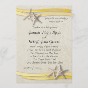 Hochzeit von Starfish und Ribbon Yellow Beach Einladung