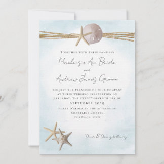 Hochzeit von Starfish und Rope Beach Einladung