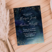 Hochzeit von Starry Night Navy Gold Einladung