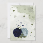Hochzeit von staubblauen und marinen Blume Einladung (Rückseite)