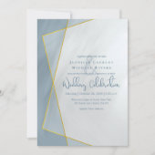 Hochzeit von staubblauer geometrischer Typografie Einladung (Vorderseite)