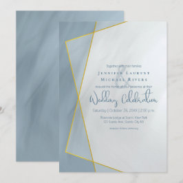 Hochzeit von staubblauer geometrischer Typografie Einladung
