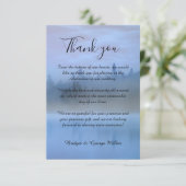 Hochzeit von staubblauer Waldlandschaft Dankeskarte (Stehend Vorderseite)