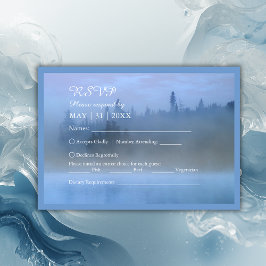 Hochzeit von staubblauer Waldlandschaft RSVP Karte