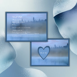 Hochzeit von staubblauer Waldlandschaft RSVP Karte