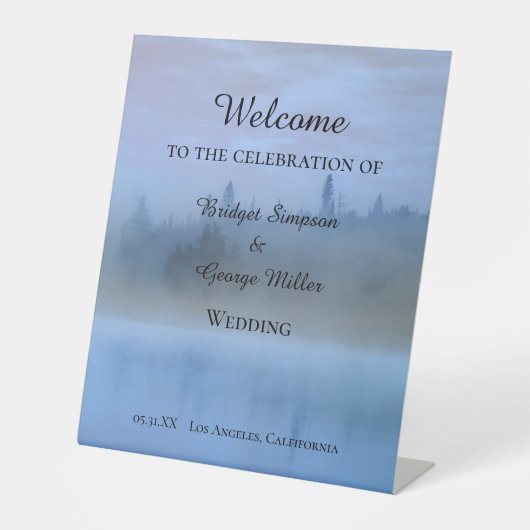 Hochzeit von staubblauer Waldlandschaft Sockelschild (Vorderseite)