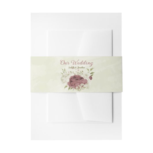 Hochzeit von staubigen Rose-Blume Einladungsbanderole (Vorderseite Beispiel)