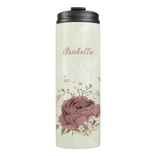 Hochzeit von staubigen Rose-Blume Thermosbecher (Vorderseite)