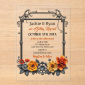 Hochzeit von Steampunk Gears und Blume Acryleinladungen (Vorderseite)
