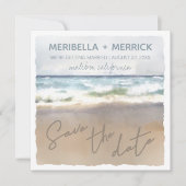 Hochzeit von Strandsand-Aquarellen retten das Datu Save The Date (Vorderseite)