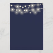 Hochzeit von String Lights Navy Blue Floral Menükarte (Rückseite)