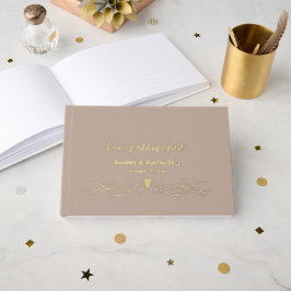 Hochzeit von Tan und Gold Foil Gästebuch