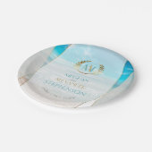 Hochzeit von Tellern | Moderner geometrischer Stra Pappteller (Schrägansicht)