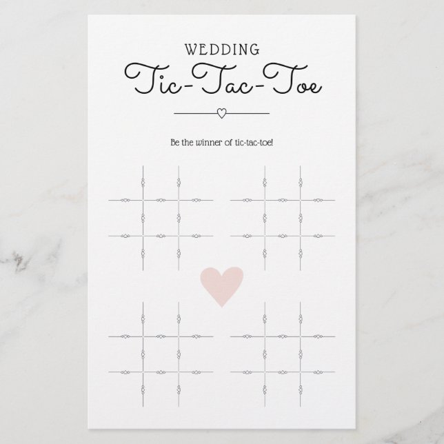 Hochzeit von Tic-Tac-Toe mit Herz-Tisch-Spiel (Vorderseite)