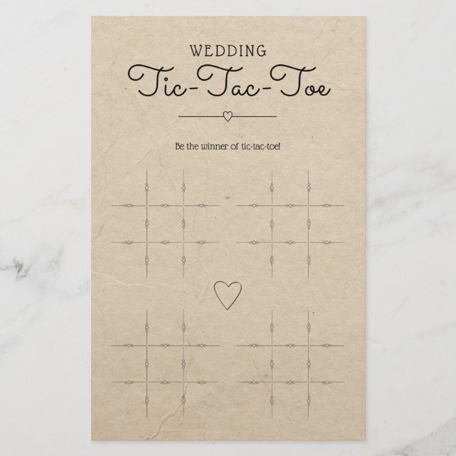 Hochzeit von Tic-Tac-Toe mit Herz-Tisch-Spiel (Vorderseite)