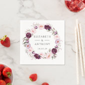 Hochzeit von tiefer Velvet und Blütenrosa Serviette (Beispiel)