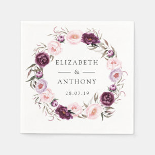 Hochzeit von tiefer Velvet und Blütenrosa Serviette
