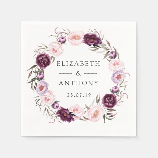 Hochzeit von tiefer Velvet und Blütenrosa Serviette (Vorderseite)