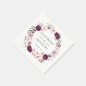 Hochzeit von tiefer Velvet und Blütenrosa Serviette (Ecke)