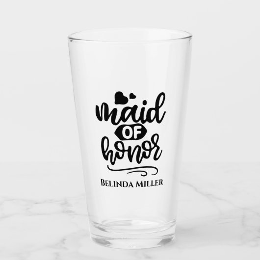 Hochzeit von Trauzeugin-Typografie Glas (Vorderseite)