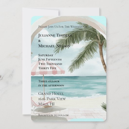 Hochzeit von tropischen Palmen Einladung (Vorderseite)