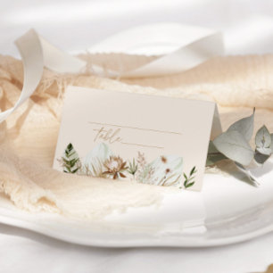Hochzeit von tropischen Pampasgras Platzkarte