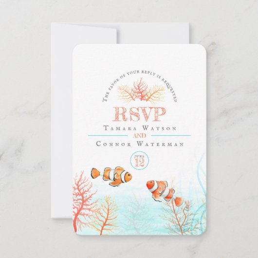 Hochzeit von tropischen Seefischen RSVP Karte (Vorderseite)