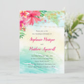 Hochzeit von tropischen Strandlichtsäften Einladung (Stehend Vorderseite)