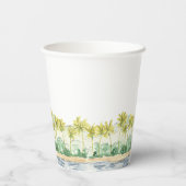 Hochzeit von tropischen Wasserfarben im Palmenhain Pappbecher (Rückseite)