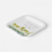 Hochzeit von tropischen Wasserfarben im Palmenhain Pappteller (Gewinkelt)