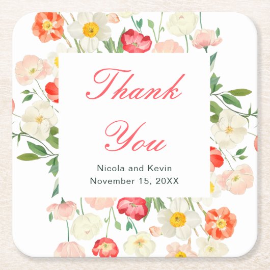 Hochzeit von Tulips und Daffodils Rechteckiger Pappuntersetzer (Vorderseite)