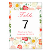 Hochzeit von Tulips und Daffodils Tischnummer (Vorderseite)