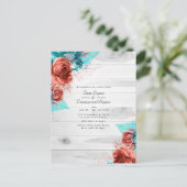 Hochzeit von Türkis und Korallen Ankündigungspostkarte (Stehend Vorderseite)