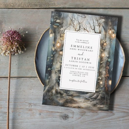 Hochzeit von verzauberten Waldlichten Einladung