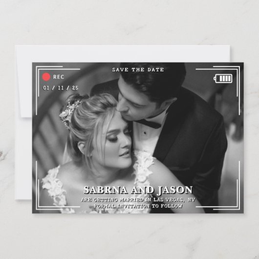 Hochzeit von Videokamera-Fotos Save The Date (Vorderseite)