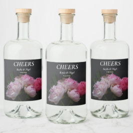 Hochzeit von vier rosafarbenen Bauern Alkoholflaschenetikett