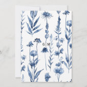 Hochzeit von Vintagem Blauflorenkräuterkraut Einladung (Rückseite)