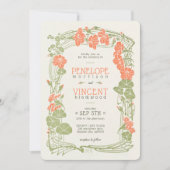 Hochzeit von Vintagen Blumenrahmen Einladung (Vorderseite)