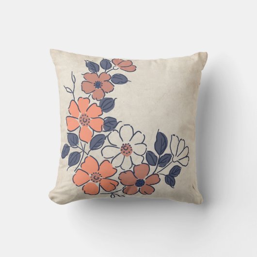 Hochzeit von Vintagen Korallen und Navy Kissen (Vorderseite)