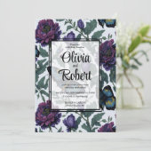 Hochzeit von Vintagen lila Magenta Einladung (Stehend Vorderseite)