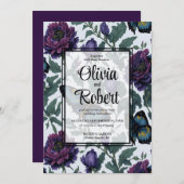Hochzeit von Vintagen lila Magenta Einladung (Vorne/Hinten)