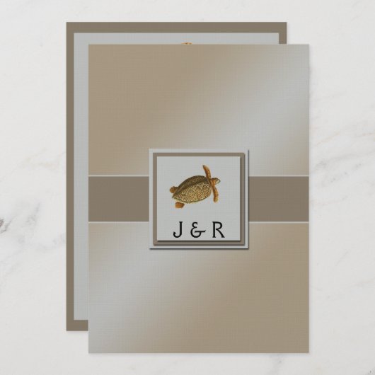 Hochzeit von Vintagen Meerestieren Einladung (Vorne/Hinten)